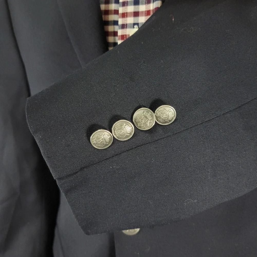 Michael Kors‎ Men's Sport Coat Blazer Two Button Deep Navy Twill Wool Poly 38S